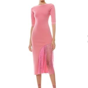 NEW with tags Alice and Olivia KEANNA ASYMMETRICAL FRINGE DRESS - Calypso Pink